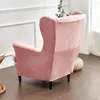 Housses de chaise rose velours aile couverture 2 pièces nordique Stretch Spandex fauteuil Wingback canapé housses pour salon chambre