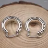 Hoop Earrings Genuine Real 925 Sterling Silver Floral Pattern 24mm Outside Diameter Stamp S925 For Woman