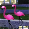 Lawn Lamps Garden Ornaments Outdoor Solar Light Pink Bird Backyard Courtyard Top Floor Decor Wireless Waterproof Art Night Lamp Drop Dhqkx