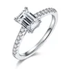 Кластерные кольца Boeycjr 925 Silver Sharp Prongs 1ct Emerald Cut 5 7mm D Цвет Moissanite VVS Обручальное обручальное обручальное кольцо для женщин