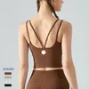 LU Sports Yoga Bra Sexy Beauty Back Double Cross Ribbon Exercise Yoga Gym Vest Push Up Fitness Tops Shakeproof Adjustable Strap Bra