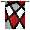 Curtain Red Black Gray Geometric Square Luxury Window Curtains Printed For Living Room Kitchen Home Decor Valance Drapes