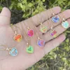 Luxury Colorful Resin Acrylic Crystal Heart Pendant Necklace Gold Color Stainless Steel Beads Chain Necklace Chocker Jewelry