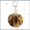 Keychains Lanyards Lanyards Leopard Ball Cute Keychain Bag Car Pendant Pompom Love Key Chain 도매 패션 액세서리 창의적 OTG6B