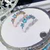 Cluster Rings Women's 925 Silver Inlaid Natural Apatite Ring Fine Work Inlay A Gift For Girlfriend