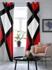 Curtain Red Black Gray Geometric Square Luxury Window Curtains Printed For Living Room Kitchen Home Decor Valance Drapes