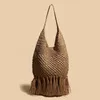 Evening Bags Fashionable Fringe Straw Rattan Braid Handbags Ladies Designer Luxury Handmade Paper Shoulder Crossbody Summer Beach