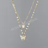 Gold Silver Color Shiny Fj￤rilshalsband Kvinnor Elegent dubbelskikt CLAVICLE Kedjan Halsband Jubileumsg￥va Smycken Halsband