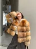 Women's Fur Luxury Red Natural One Coats Jackets Women's Thick Warm Genuine