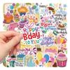 Autocollants d'anniversaire Graffiti en PVC, 50 pièces/lot, pour voiture, Skateboard, ordinateur portable, Ipad, vélo, moto, casque, PS4, téléphone, jouets pour enfants, DIY bricolage, décor de bouteille d'eau