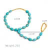 Anklets GSOLD Bohemian Turquoise Beads Toe Ring Chain Anklet For Women Barefoot Sandals Foot Jewelry Long Beach Enkelbandjes Sieraden