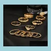 Ringos de banda 12 PC/Set Charm Color Gold Color Midi Deding Sets para mulheres vintage boho knuckle party punk jewelry presente entrega OTL0x