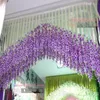 装飾的な花の高級エレガントな人工シルクの花ウィステリアヴァインラタンウェディングセンターピース装飾ブーケガーランドホーム