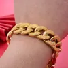 Link Bracelets 18k Dubai Gold Color Bracelet For Women/Girl Man Ethiopia Trendy Fashion Hip Hop Street Jewelry Weddding