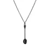 Collier avec pendentif couronne, Mini cuillère à thé, couleur or argent, pour femmes et hommes, Simple, longue chaîne en métal, accessoires de bijoux