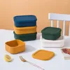 Dinnerware Sets Practical Silicone Lunch Box Three Grids Portable Bento Container Microwave Refrigerator Fresh-keeping