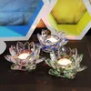 Kandelaars handgemaakte kristal lotus bloem kandelaar miniatuur ambachtelijke glazen houder huisdecorecaccessoires ornament cadeau