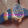 Luxe horloge 43 mm blauwe rubberen riem 266673 ROMEN DIAL ROOS GOUD STALEN STALEN STALENDE MENTEN AUTOMATISCH