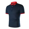 Polos pour hommes chemise 2022 été couleur unie décolleté manchette rayure couture décontracté à manches courtes hommes vêtements