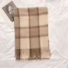 Shawls Winter Retro Large Checked Cashmere Scarf Women's New Fashion Fringe Warm Neckerchief