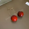 Mode femmes acrylique boucles d'oreilles géométrique cerise longues boucles d'oreilles fille femmes tempérament bijoux cadeau