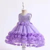 Robes de fille enfant en bas âge 1 an bébé filles robe pour né fleur formelle mariage fête d'anniversaire baptême vêtements de soirée