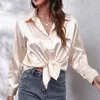 Dames blouses vrouwen satijnen shirt faux zijden lange mouw herfst winter mode casual knop shirts dames tops kantoor dame kleding blusas