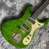 LVYBEST Electric Guitar Custom 1960 1965 1966 1969 Ventures Mosrite Johnny Ramone Water Ripple Green Color