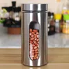 Kitchen Stainless Steel Cylinder Storage Jar Beans Peanut Containers Organization Food Visible Preservation Sealed Tanks Box Tarro De Almacenamiento Cilindrico