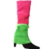 80s Women Neon Leg Warmers Costume Accessories Knit Ribbed Legwarmers Boots Socks Covers for Party Dance Mardi Gras Carnival 16inch
