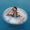 Life Vest Buoy 110 cm jätte Uppblåsbar badring med färgglada glitter inuti för vuxna 2018 nyaste sommarkvinnor pool float vatten leksaker piscina t221215