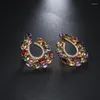 Pendientes de tuerca SUGO moda clásica hermoso Color oro rosa Zirconia de forma redonda abierta múltiple para mujeres encantadoras regalo encantador