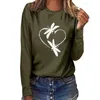 Women's T Shirts Tan Raglan Shirt Women Fashion Print Round Neck Long Sleeved T-shirt Blouse Tops Tunic