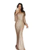 Party Dress Women's-Dress European och American Sequins Long-Dress Evening Dress Long Sleeve Tassel Sleeve Dinner V-Neck