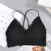 Yoga Outfit Push Up Bra Tube Top Women Brassiere Street Bralette Fitness Lace Thin Shoulder Strap Underwear Anti-light Shockproof