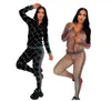 Women Sweters sportowe dresy joggery kraciaste paski splicing dwupoziomowe zestawy kurtki z kapturem z kapturem z kapturem i spodni luksusowe stroje luksusowe stroje