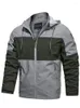 Giacche da uomo 2022 Autunno Inverno Elegante da uomo Outdoor Felpe con cappuccio a colori a contrasto Cerniera Cappotto casual Abbigliamento Techwear