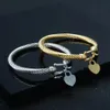 Braccialetti dorati 18k Bracciale Cavo Cavo Golden Silver Rose Color Love Charm Bangles Bracciale con chiusura per ganci per donne Designer Regali di gioielleria da sposa