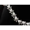 Wedding Jewelry Sets Women Silver Color Crystal Flower Pearl String Bridal Earrings Necklace Accessories