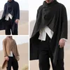 Men's Trench Coats Casual Cardigan Outwear Men Long Sleeve Solid Color Coat Spring Summer Gothic Punk Cape Ruffle Shawl Loose Midi Male