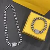 Womens Designer Fashion Necklace Bracelet Luxury Silver Metal Pendant Letters F Unisex Chain Bracelets Mens Jewelrys Set 2212142QS