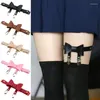 Anklets 1pcs Harajuku Punk Style Bow Metal Double Duckbill Leather Garter Belt Women'S Party Decoration Elastic Presents