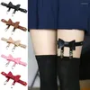 Fußkettchen 1 stücke Harajuku Punk Stil Bogen Metall Doppel Entenschnabel Leder Strumpfband Gürtel Frauen Party Dekoration Elastische Geschenke