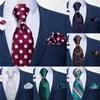 Papillon Design Mens White Dot Tie Pocket Square Set Cravatta jacquard di seta Cravatta da lavoro per feste nuziali con anello per uomo DiBanGu
