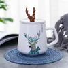 Mugs Personality Nordic Style Creative Antler Curamic Cup Cartoon Cartoon Cartoon with lid Animal Cute Beain Coffee Coffee