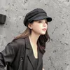 Boinas Gorras retro para mujeres Sboy Gatsby Cap Octagonal Baker Peaked Beret Driving Hat Mujer Sunhat Navy