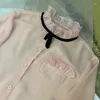 Damenblusen Damen Elegant Rosa Rüschen Langarmshirt Sexy Lässige Schleife Nähte Hochwertiges Top 2022 Frühherbst Produkt