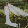 Abiti da sposa moderni a sirena con scollo ad anello, cinturino per spaghetti, abito da sposa da giardino senza schienale, poeta, manica lunga staccabile