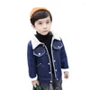 Jackets Girls&#39; Plush Jacket Coat Autumn And Winter Boys Lamb Cashmere Denim 2022 Baby Long Sleeve Hooded