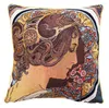 Kussensloop Davinrich Mucha Day Dream decoratieve kussenhoezen met ritsweven Jacquard Sofa Pillowcase 45x45cm Vintage Girl Portrait Art